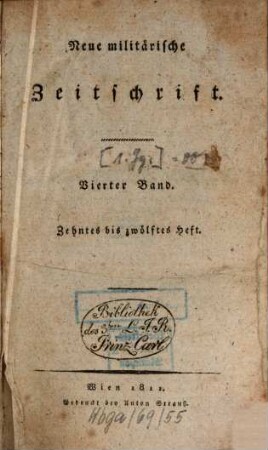 Neue militärische Zeitschrift. 1. 1811, Bd. 4