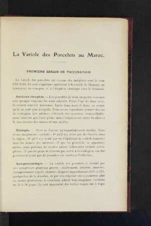 La Variole des Porcelets au Maroc.