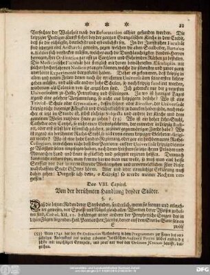 Das VIII. Capitel. Von der berühmten Handlung beyder Städte.