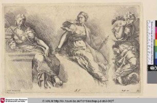[Studienblatt mit drei sitzenden weiblichen Figuren; Three Seated Female Figures]