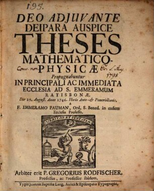 Theses mathematico-physicae