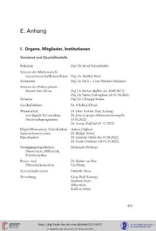 Vorstand und Geschäftsstelle