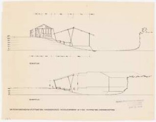 Deutsche Gartenschau 1950 auf dem Killesberg, Stuttgart: Schnitte Kinderspielplatz »Modelleisenbahn« 1:100