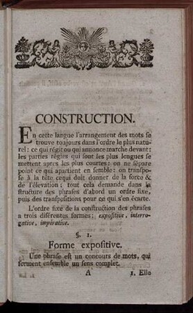 Construction. §. 1. Forme expositive. - §. 25. Noms propres.