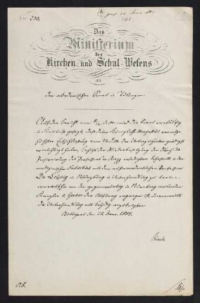 Ministerium des Kirchen- und Schul-Wesens. 28.1.1857