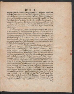 Q. 4. An Exceptio Spolii ex Pace Religiosa & Westphalica petita per Replicationem Transactionis, in eadem Pace Westphalica contentae infirmari possit?