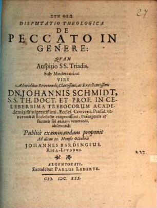 Disp. theol. de peccato in genere