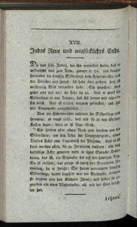 XVII. Judas Reue und unglückliches Ende.