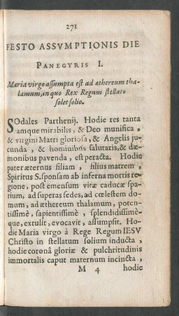 Festo Assumptionis Die Panegyris I