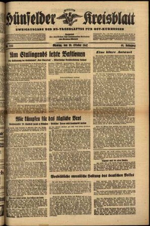 Ausgabe vom Montag, den 19. Oktober 1942.