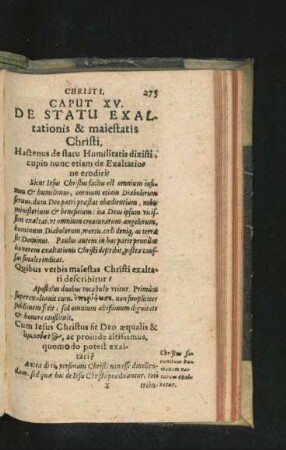 Caput XV. De Statu Exaltationis & maiestatis Christi.