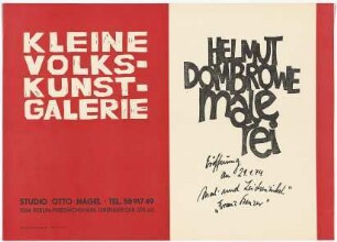Ausstellungswerbung: "Helmut Dambrowe - Malerei", gezeigt ab 21.01.1974
