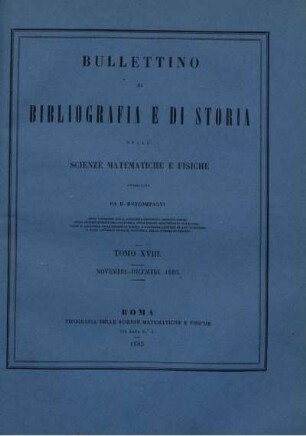 Tomo XVIII. Novembre-Dicembre 1885.