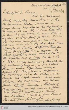 Briefe von Morris Jastrow an Carl Bezold: Karte von Morris Jastrow an Carl Bezold