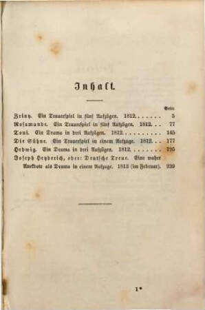 Werke : In vollständigster Sammlung. Nebst Briefen von u. an Körner, sowie biographischen und litterar-historischen Beilagen von Adolf Wolff. Mit dem Bildnisse des Dichters u. Facsimile, 2
