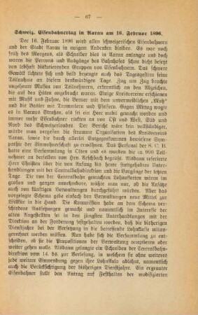 Schweiz. Eisenbahnertag in Aarau am 16. Februar 1896.