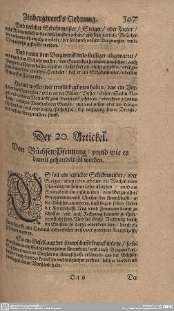 Der 20. Artickel. Von BüchsenPfennig/ unnd wie es damit gehandelt werden.