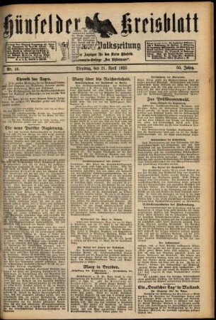 Ausgabe vom Dienstag, den 21. April 1925.