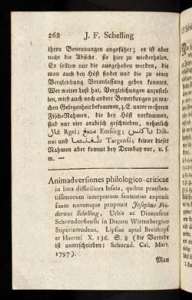 268, Friedrich Schelling. Animadverfiones in loca difficiliora Iefaia.