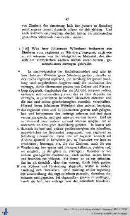 Was herr Johannsen Wörnhern freiherren zue Zimbern vom regiment zu Nürnberg begegnet...