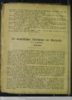 Die vorchristlichen Alterthümer der Oberlausitz