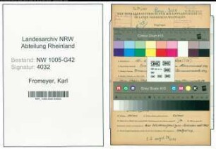Entnazifizierung Karl Fromeyer , geb. 10.05.1903 (Bergmann)