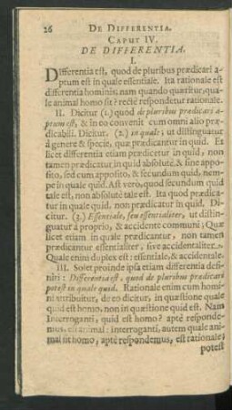 Caput IV. De Differentia.
