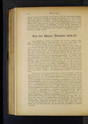 Von den Wiener Theatern 1904/05