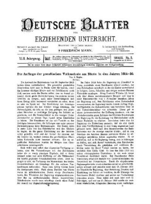 Die Anfänge der preußischen Volksschule am Rhein in den Jahren 1814-16 : (Schluß)