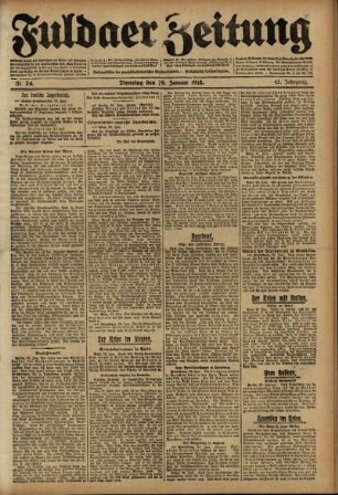 Ausgabe vom Dienstag, den 29. Januar 1918.