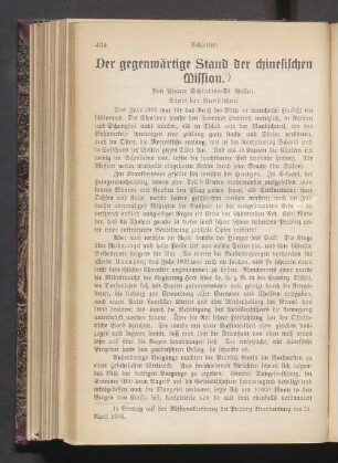 Der gegenwärtige Stand der chinesischen Mission