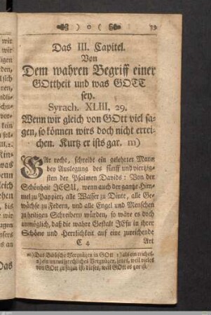 Das III. Capitel. Von Dem wahren Begriff einer Gottheit und was Gott sey.