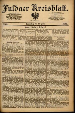 Erste Ausgabe vom Donnerstag, den 13. Juni 1895.