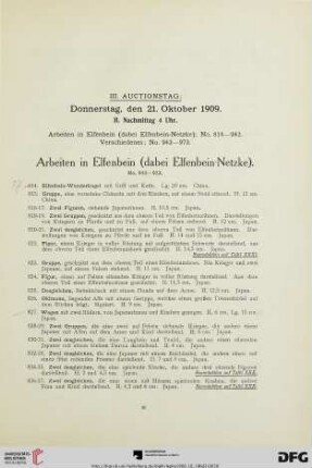 Arbeiten in Elfenbein (dabei Elfenbein-Netzke). (Nr. 943-973)