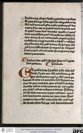 Incipit liber sextus, capitulum primum.
