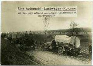 Verunglückter Wagen einer Automobil-Kolonne in Nordfrankreich