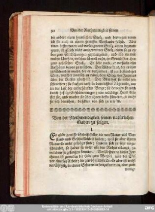Von der Nothwendigkeit, sienen natürlichen Gaben zu folgen.