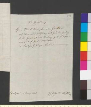 Brief von Cottasche Buchhandlung an Goethe, Johann Wolfgang von