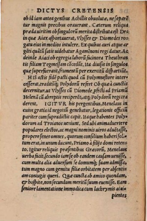 Dictys Cretensis De bello Troiano libri VI. : Q. Septimio Romano interprete
