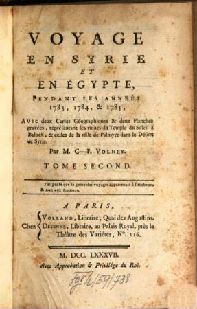 Voyage En Syrie Et En Egypte Pendant Les Années 1783, 1784 & 1785, 2