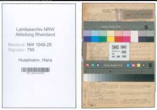 Entnazifizierung Hans Hussmann , geb. 08.09.1912 (Steuerhelfer)