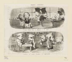 Une station chez un patissier a la mode, aus: Charles Philipon, "Croquis Parisiens", in: "Le Charivari", Paris 1853