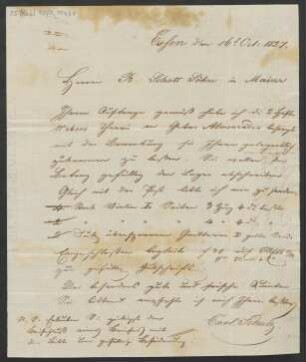 Brief an B. Schott's Söhne : 16.10.1827