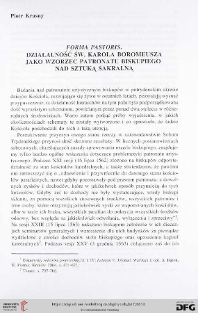 Forma Pastoris. Działalność św. Karola Boromeusza jako wzorzec patronatu biskupiego nad sztuką sakralną