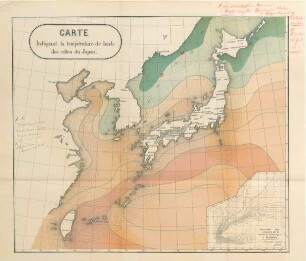 Carte. Indiquant la température de lónde des cotes du Japon