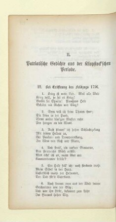 II. Patriotische Gedichte aus der Klopstock'schen Periode