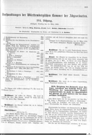 184. Sitzung, Stuttgart, 15.3.1898