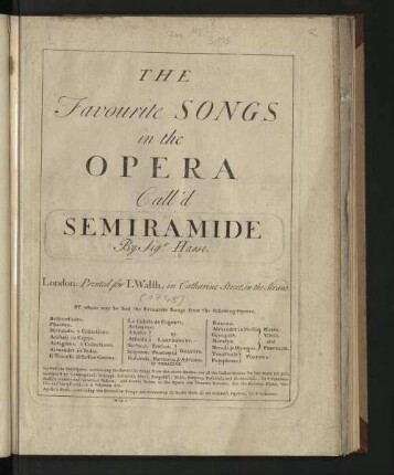 The favourite songs in the opera call'd Semiramide