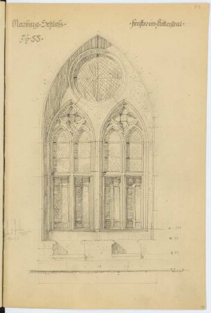 Schloss Marburg, Marburg: Ansicht Fenster im Rittersaal (aus: Skizzen- und Fotoalbum 2)