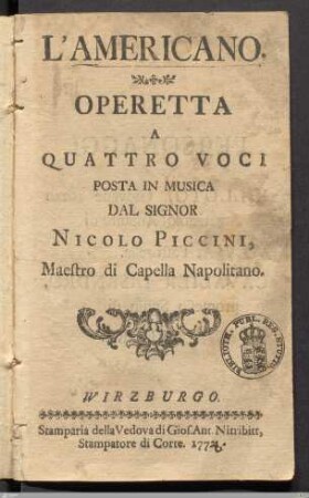 L' Americano : Operetta A Quattro Voci